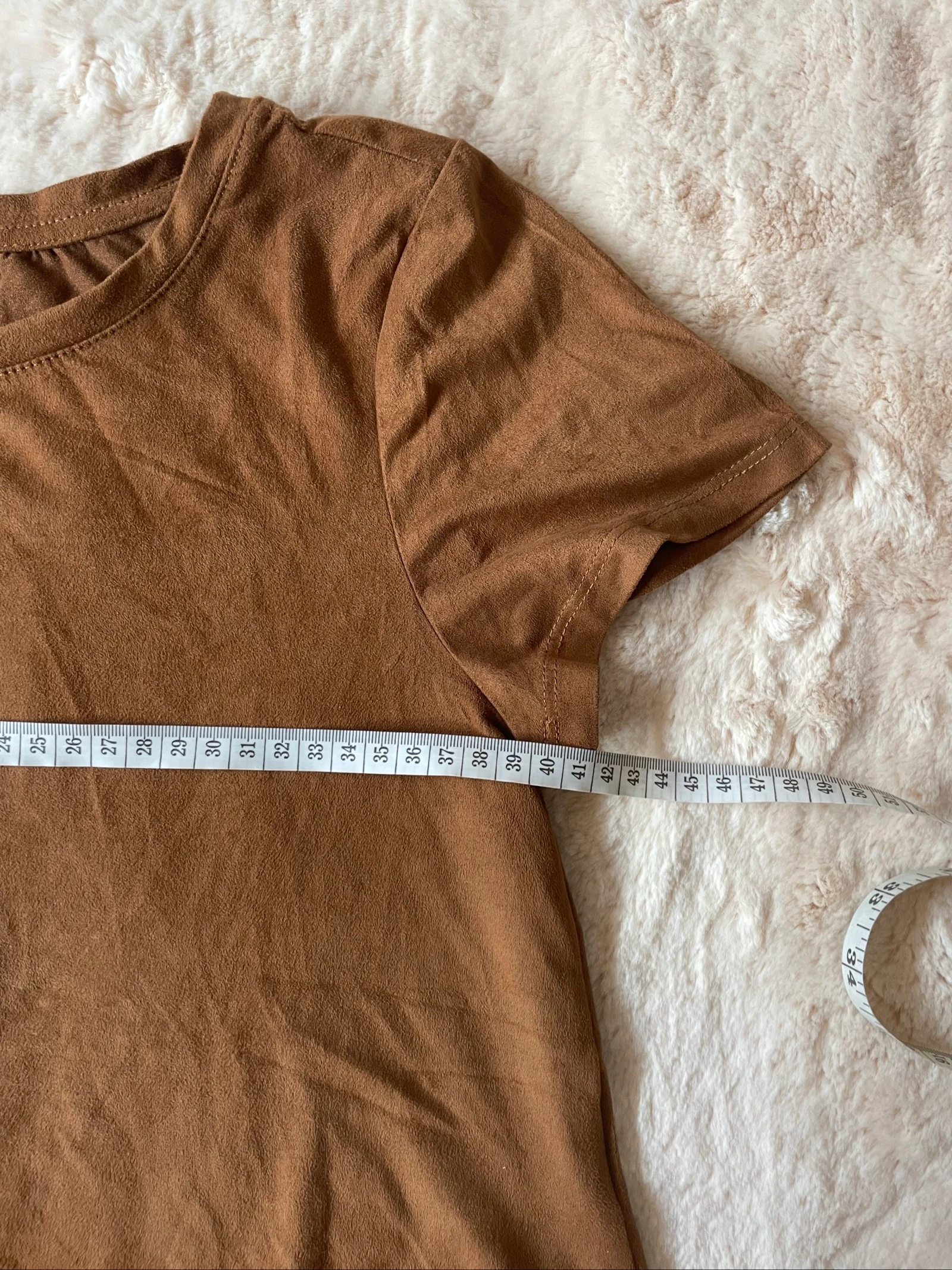 Brown suede effect T-shirt Pimkie short sleeve with buttons on the back S – photo 5
